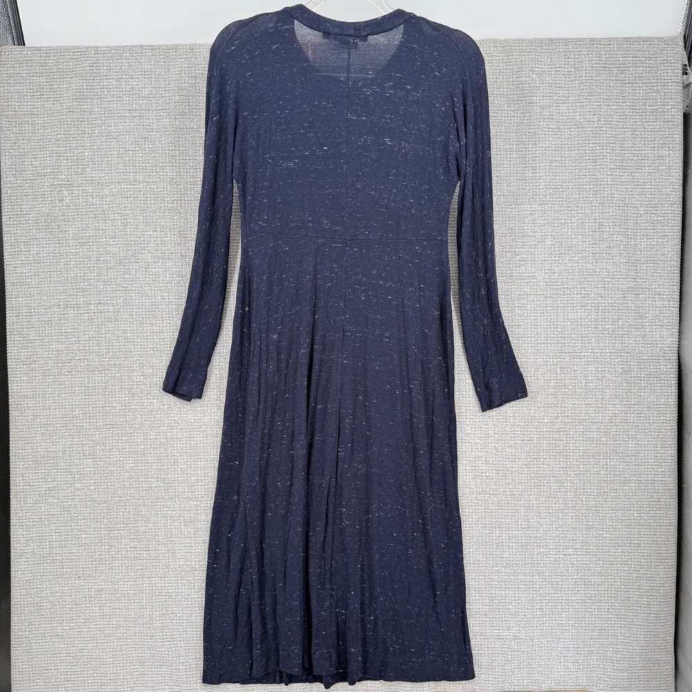 Frances Hart Long Sleeve Dress Womens Small Navy Blue Stretch Wool Blend Boho